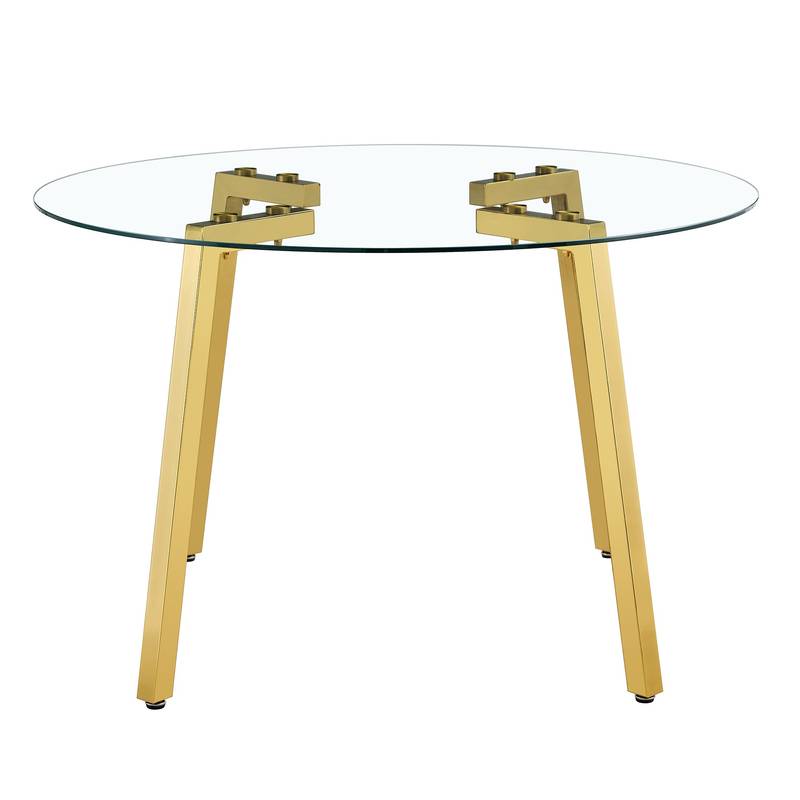 Chic Gold-Base Glass Dining Table – Perfect for Home & Office Gatherings!