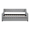 Chic Grey Daybed with Trundle & Stylish Tufted Design