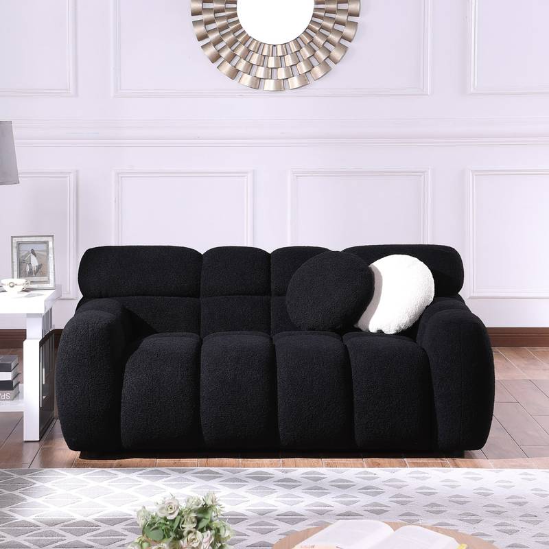 Cozy Beige Boucle Marshmallow Sofa for Two