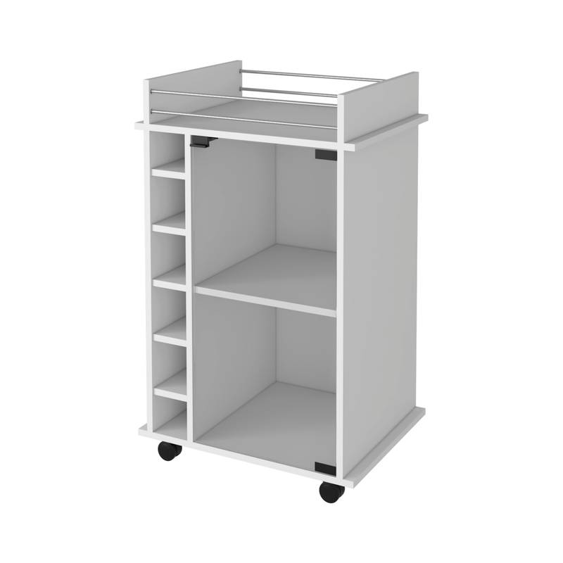 Chic Vegas Bar Cart with Glass Doors & Liquor Cubbies
