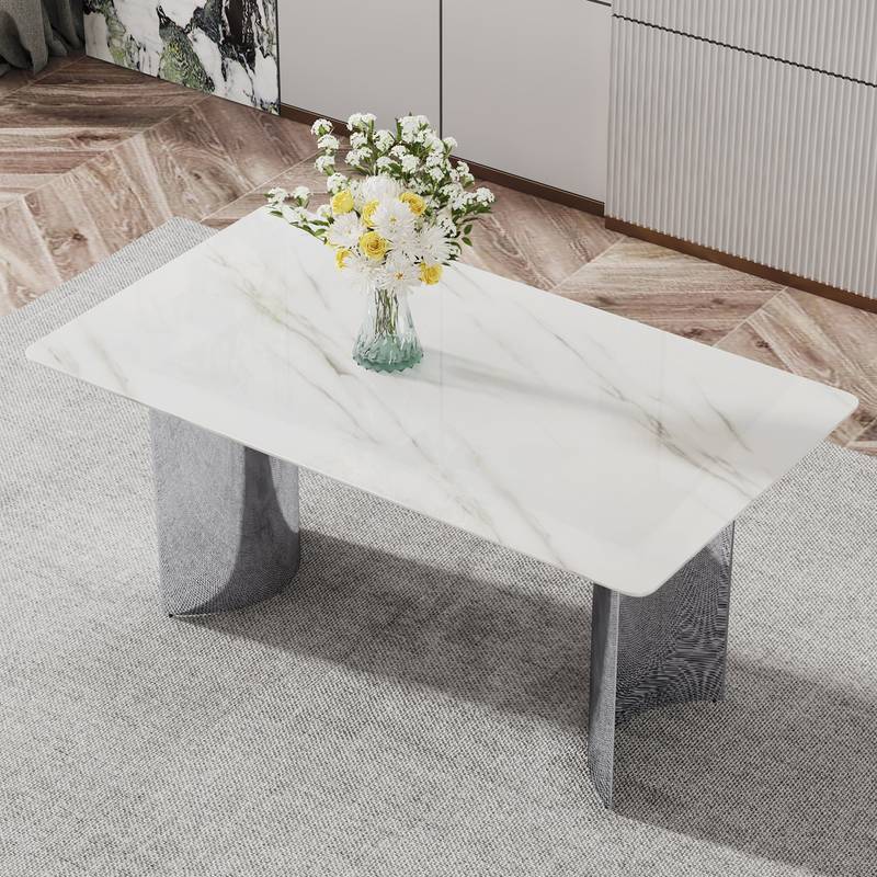 Sleek Marble-Design Dining Table