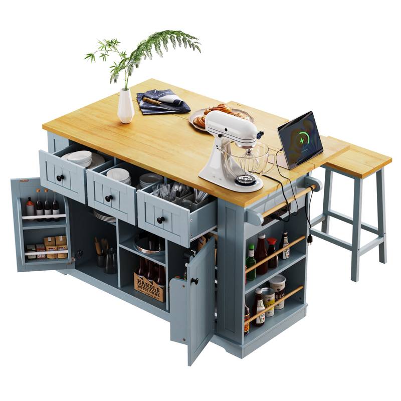 Versatile Rolling Kitchen Island with Drop Leaf & Storage