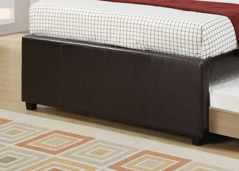 Cozy Espresso Faux Leather Bed with Trundle for Kids