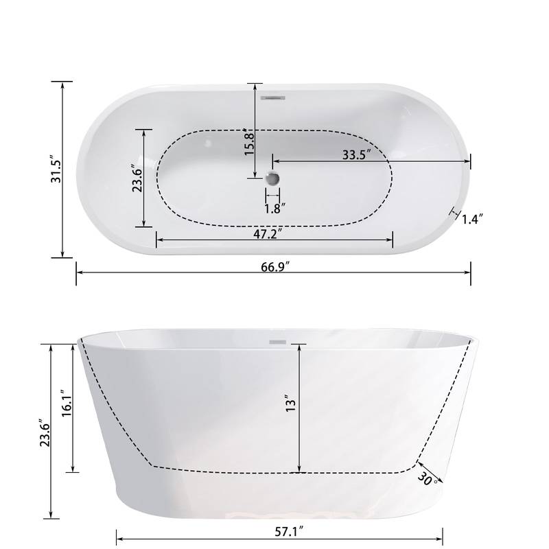 Serene Oval Acrylic Soaking Tub