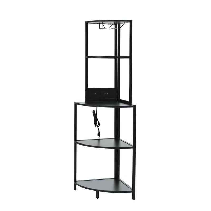 Illuminate Corner Shelf with USB & Glass Holder