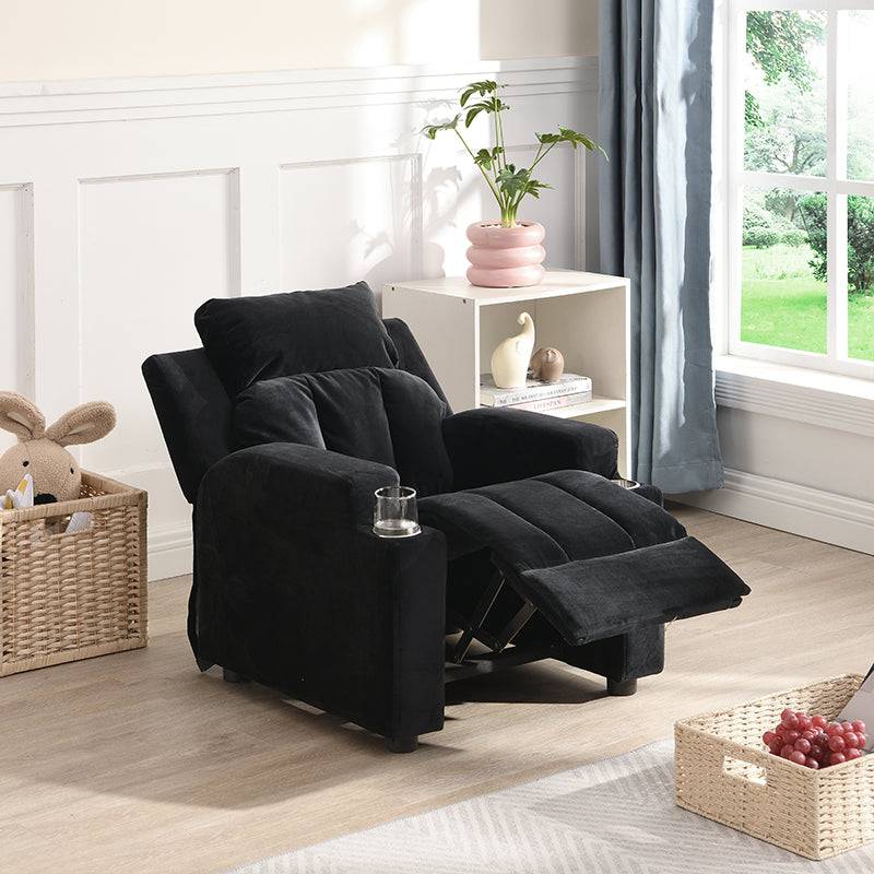 Cozy Kids Recliner with Cup Holders and Footrest