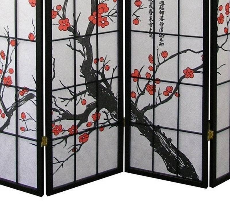Plum Blossom Black Room Divider Screen