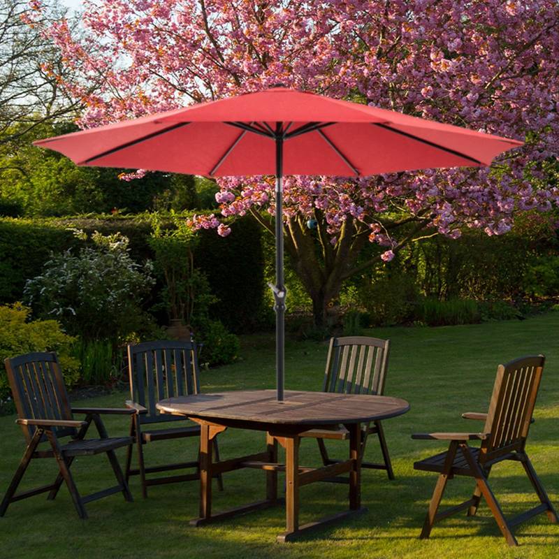 SunnyShade Red Patio Umbrella - Tilt & Crank for Easy Enjoyment!