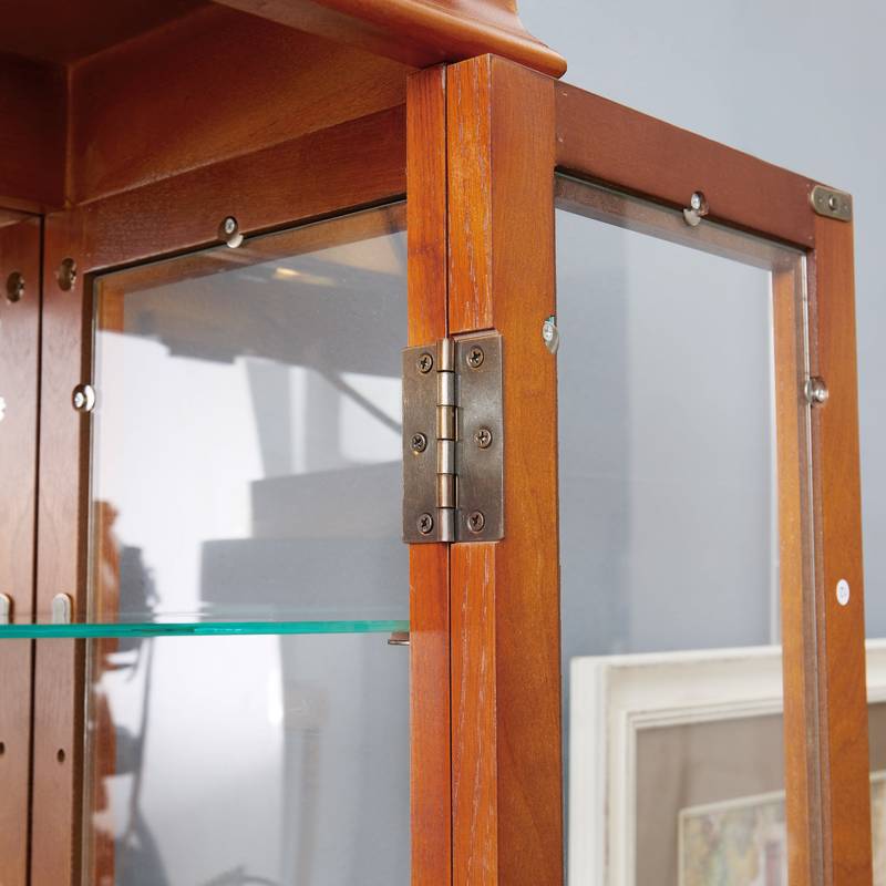 Illuminated Oak Glass Display Cabinet