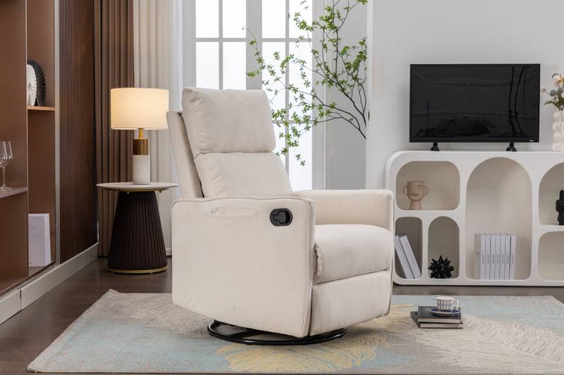 Cozy Beige Swivel Rocker Glider Chair