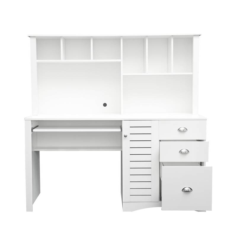 Charming White Home Office Desk with Hutch