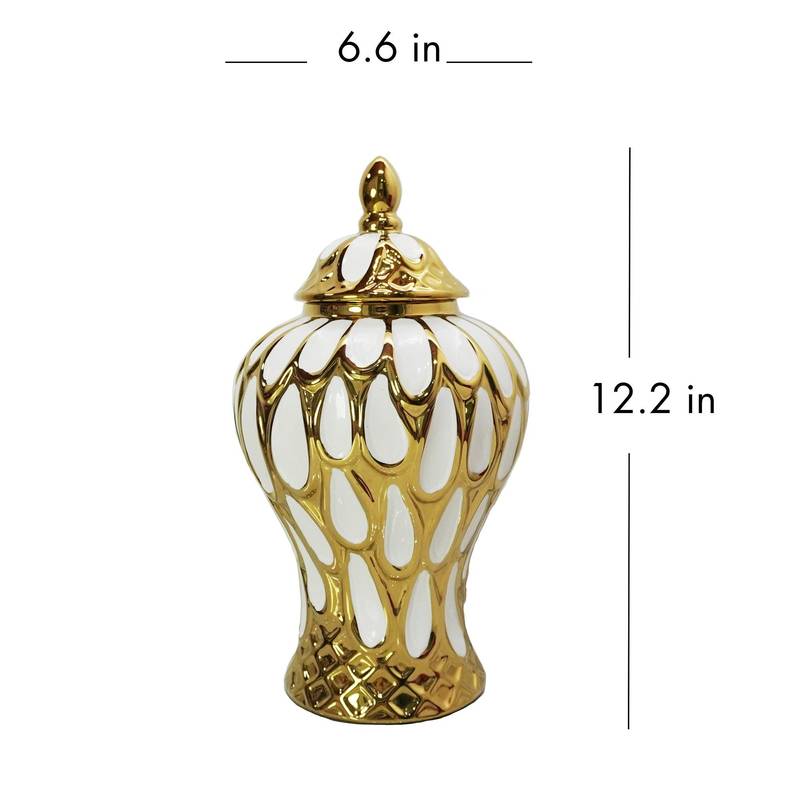Charming White & Gold Ginger Jar
