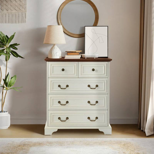 Chic White 5-Drawer Dresser - Stylish Storage Solution for Your Bedroom