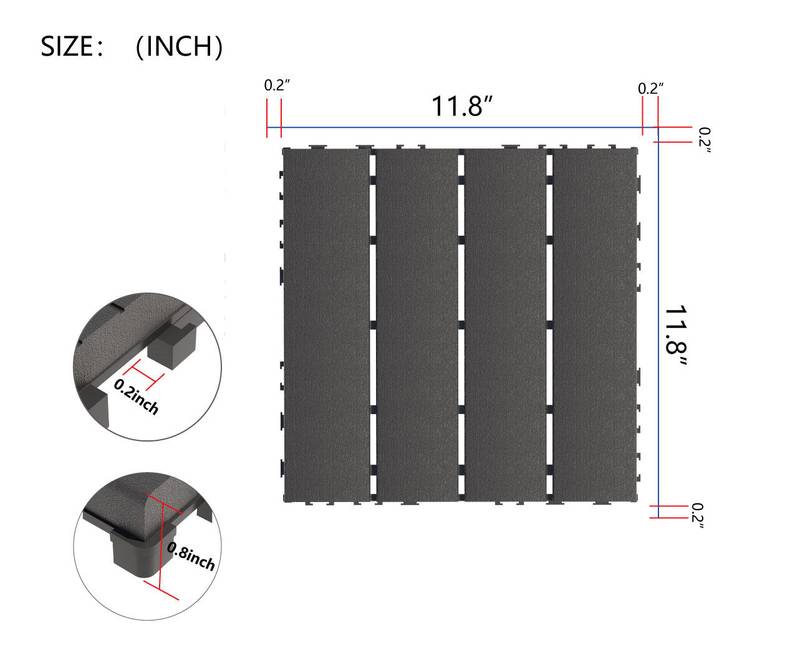 Outdoor Grey Deck Tiles - Durable Interlocking Patio Solution