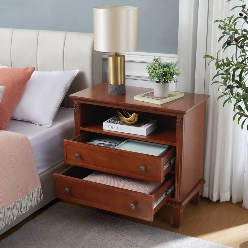 Chic Farmhouse Nightstand with USB Charging & Storage