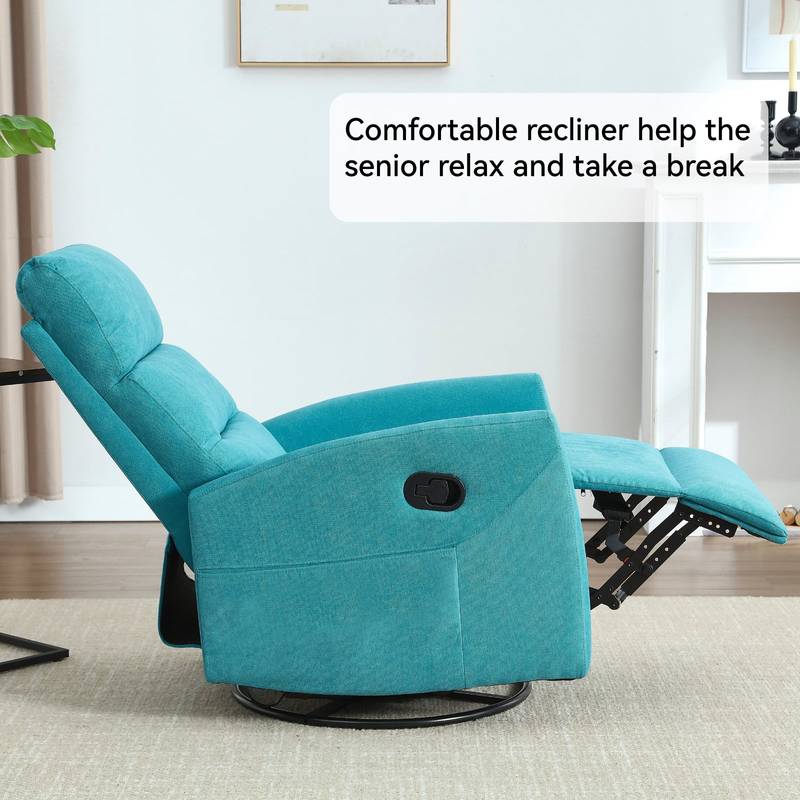 Cozy Blue Rocker Recliner Chair