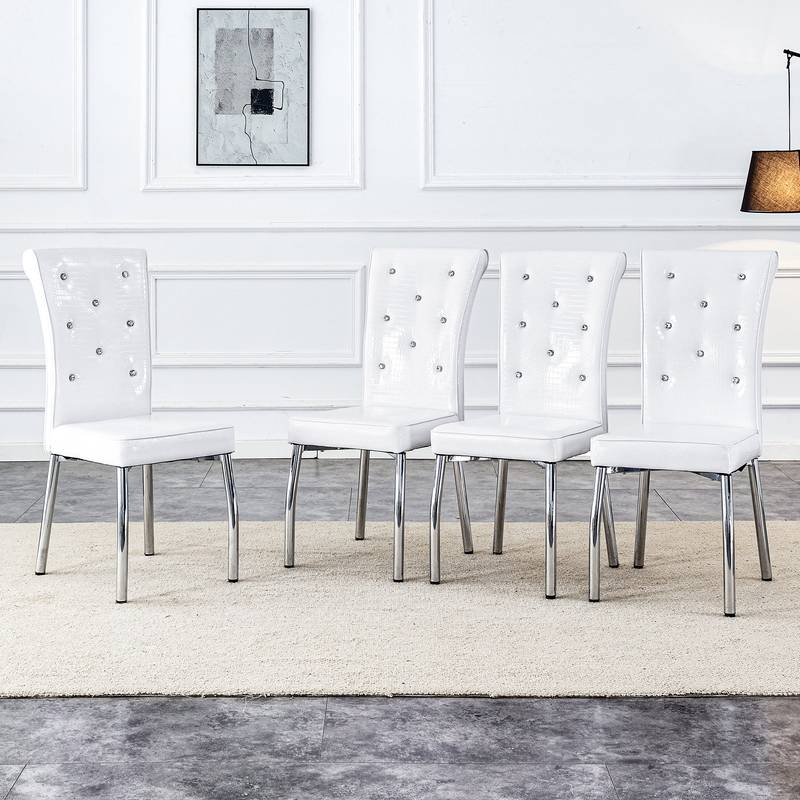 Chic Alligator Skin Dining Chairs with Crystal Accents
