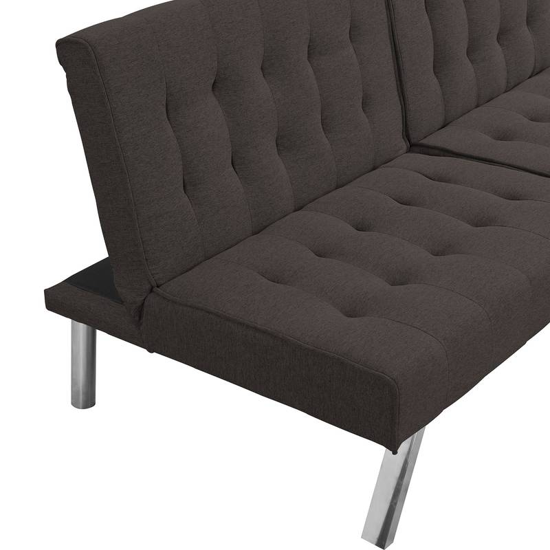 Espresso Futon Sofa Bed with Stylish Wood Frame