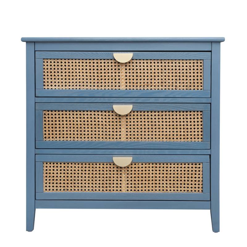 Woven Rattan 3-Drawer Storage Cabinet