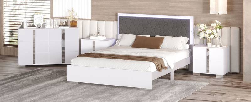 Dreamy LED Bedroom Set with Glam Mirror Accents