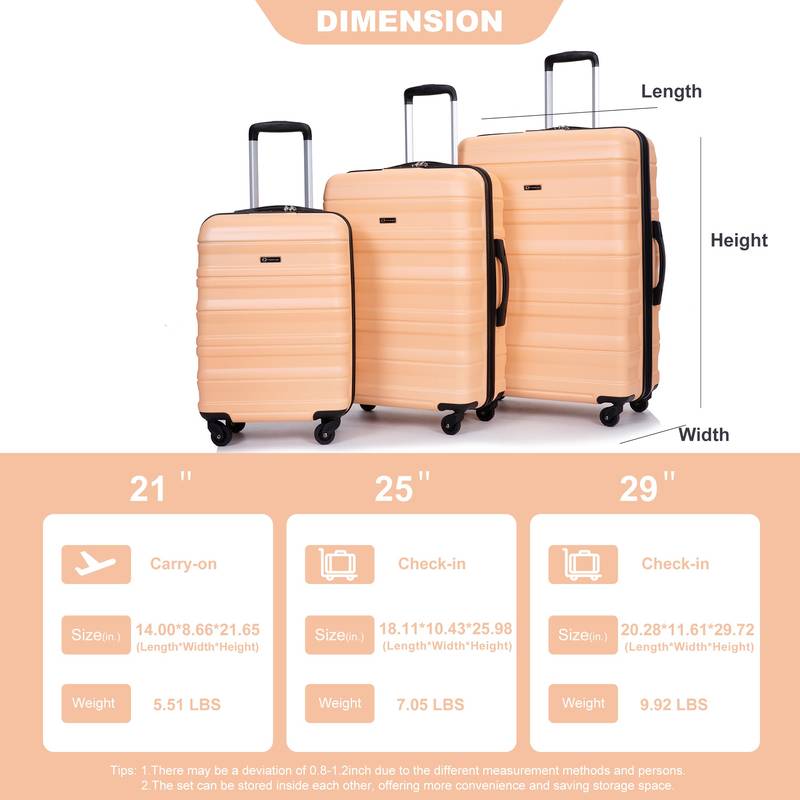 Peachy Traveler: Lightweight Expandable Luggage Set