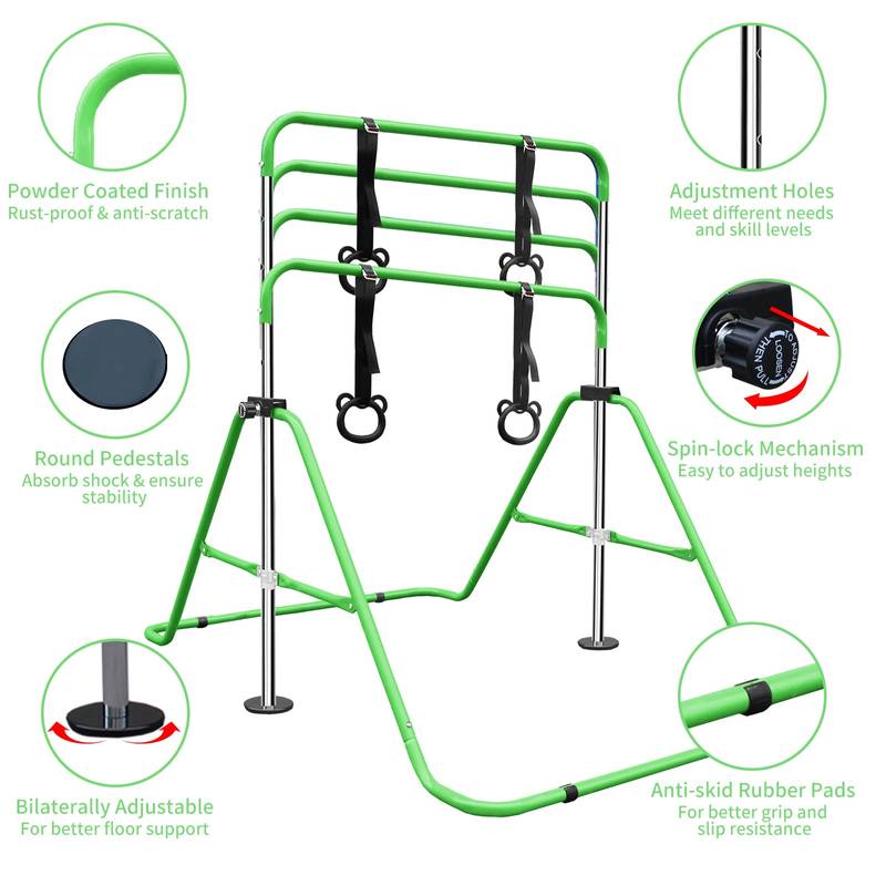 Kid's Adjustable Gym Bar with Fun Bear Rings