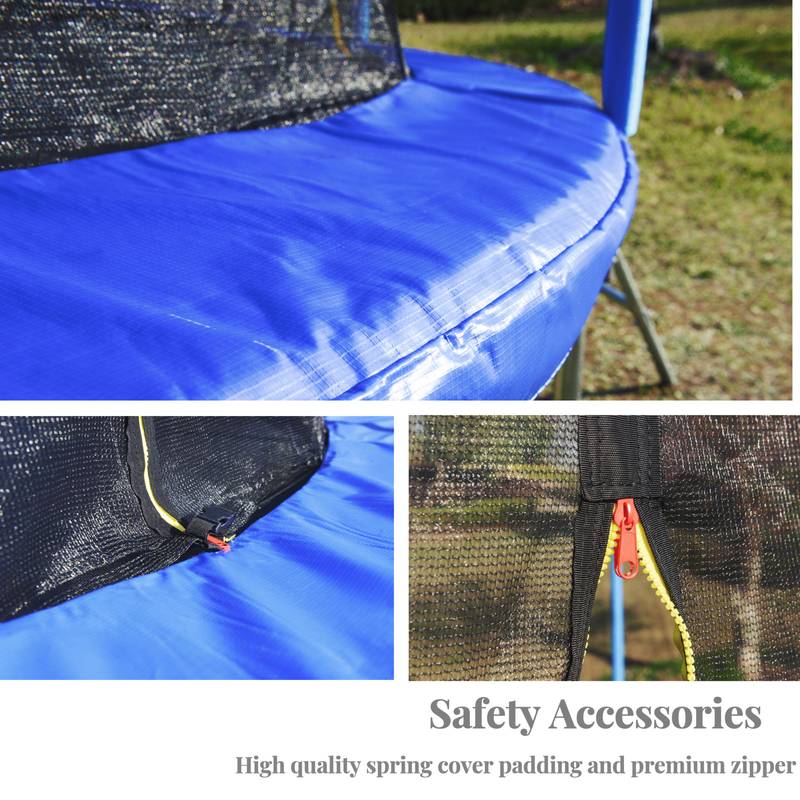 Trampoline Fun Zone with Safety Net & Basketball Hoop