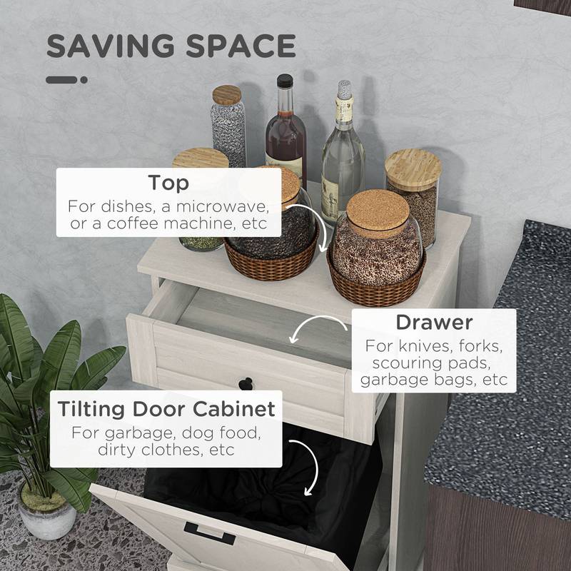 Stylish Kitchen Trash Cabinet with Drawer