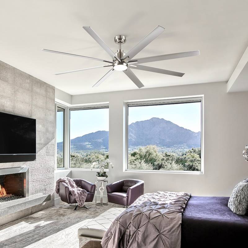 Sleek Brushed Nickel LED Ceiling Fan with Silver Blades