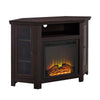 Espresso Classic Glass-Door Fireplace TV Stand