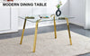 Sleek Gold-Trim Glass Dining Table