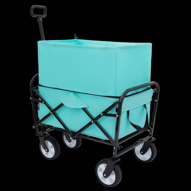 Blue Folding Utility Wagon - Your Go-To Cart for Beach Trips, Shopping, and More!