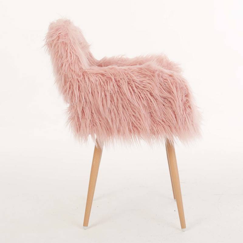 Chic Pink Faux Fur Makeup Chair