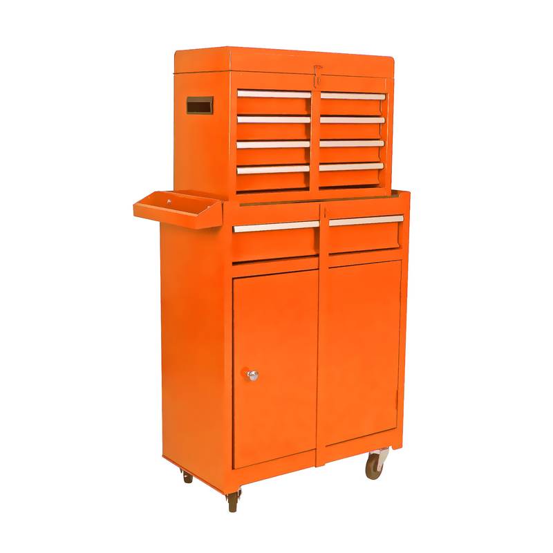 Orange Tool Chest with Detachable Drawers and Adjustable Shelf