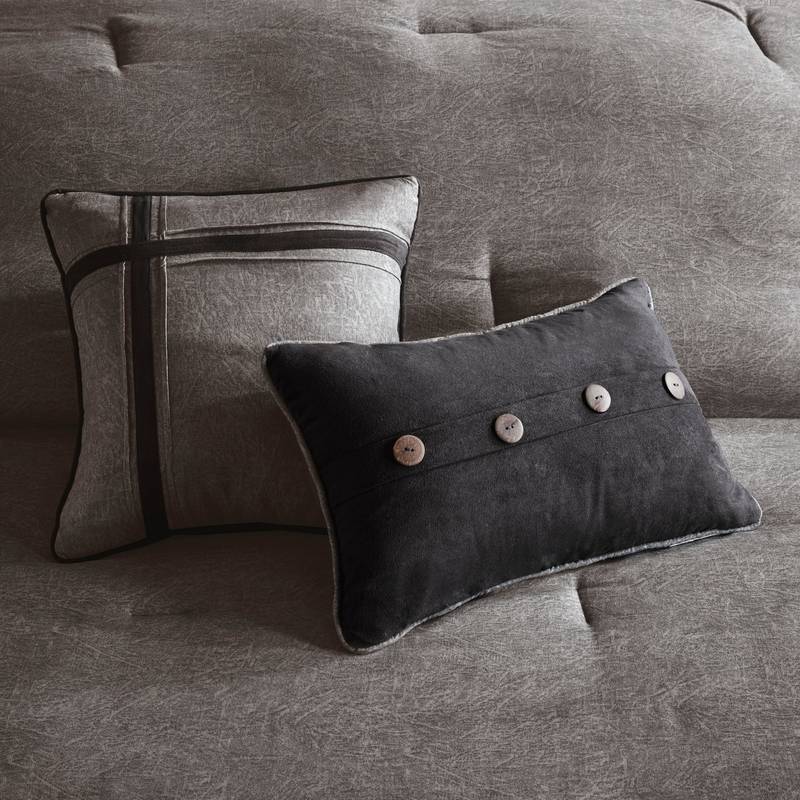 Cozy Grey Faux Suede King Comforter Set