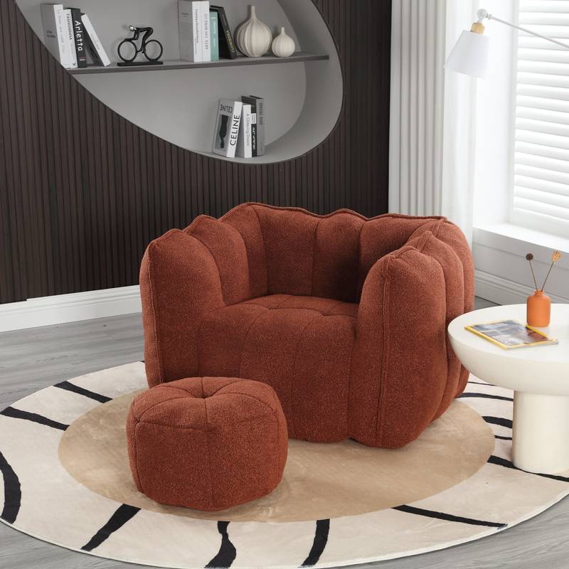 Cozy Foam Bean Bag Lounge Chair with Footstool