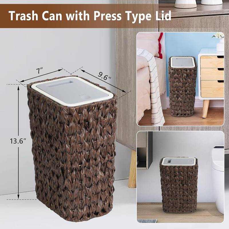 Chic Wicker Trash Can with Lid