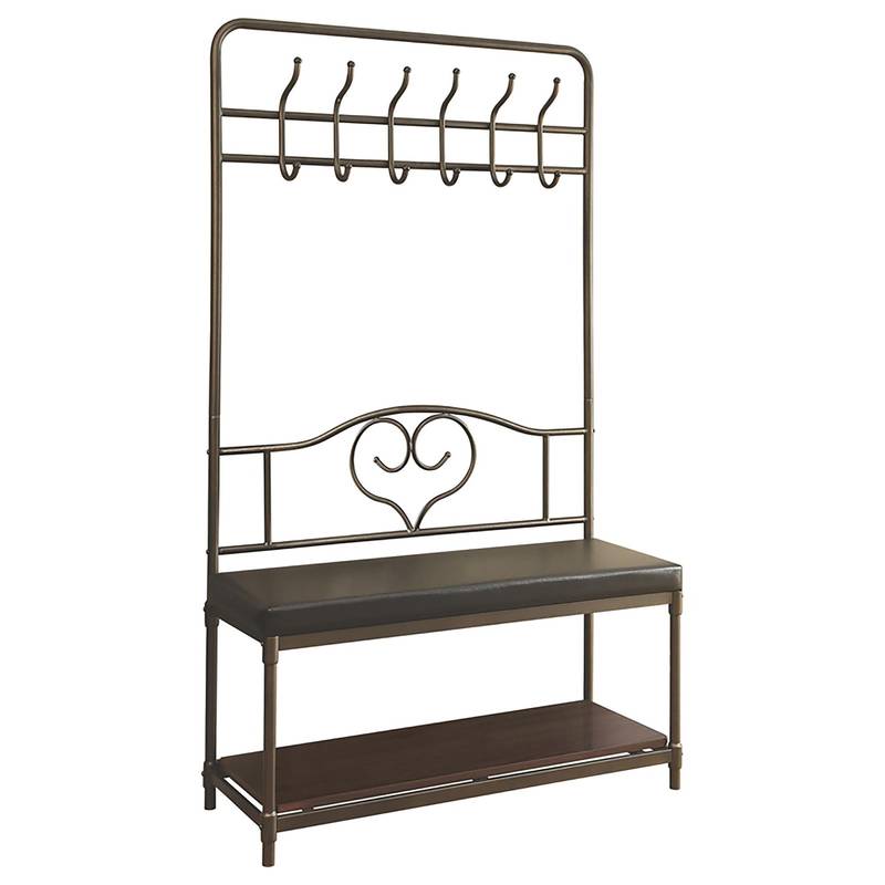 Stylish Black and Walnut Hall Tree with Hooks