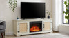Cozy Farmhouse Rattan TV Stand with Fireplace Insert