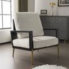 Chic White Accent Armchair with Gold Legs