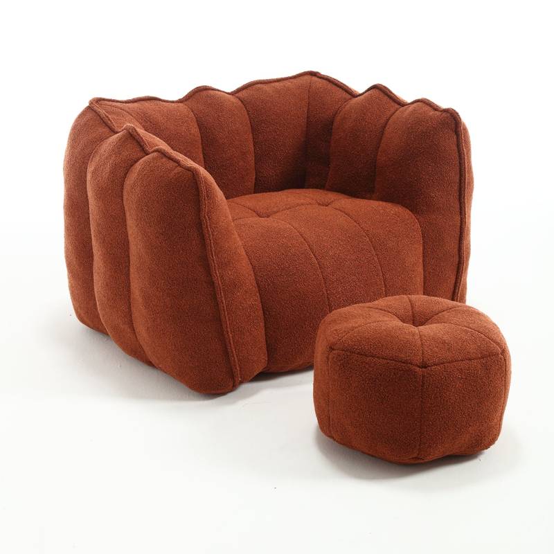 Cozy Foam Bean Bag Lounge Chair with Footstool