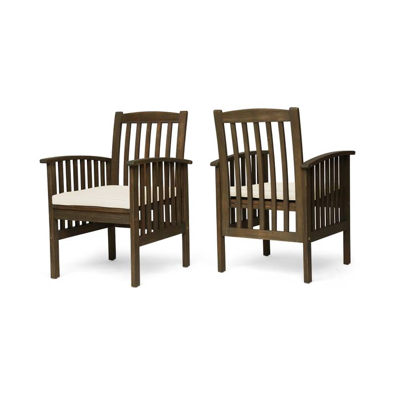 Cozy Acacia Dining Chairs with Cushions - Set of Two