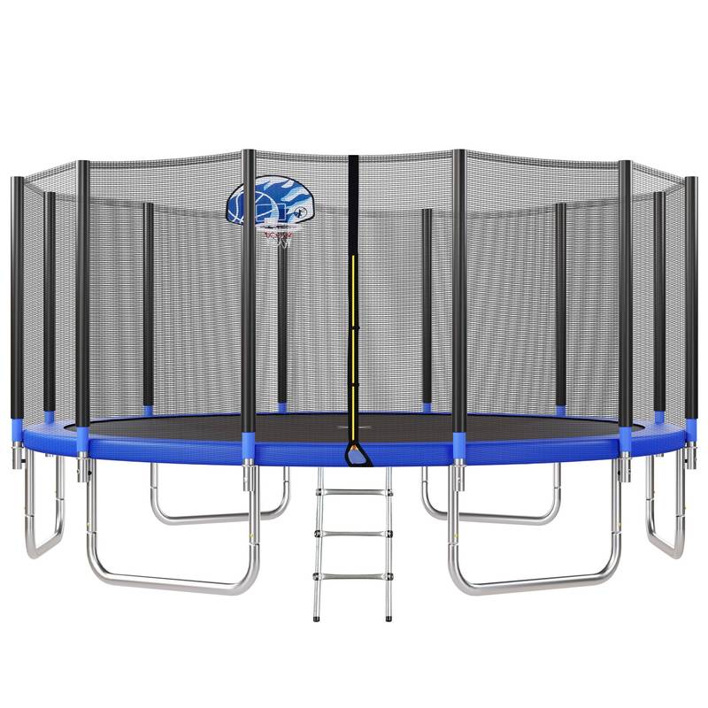 Jump & Play Trampoline with Safety Net and Basketball Hoop
