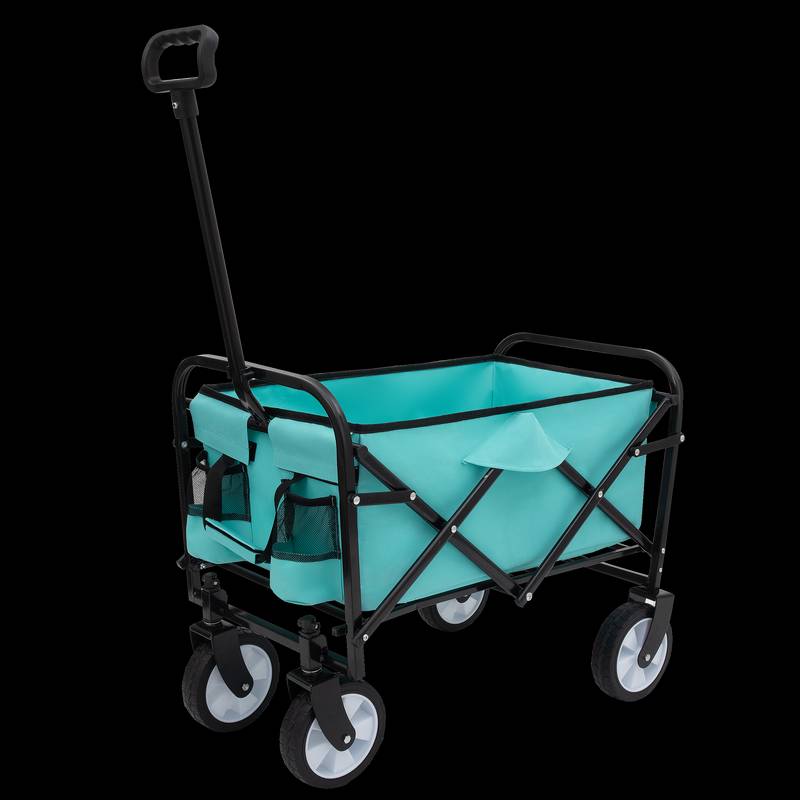 Blue Folding Utility Wagon - Your Go-To Cart for Beach Trips, Shopping, and More!