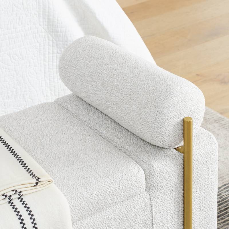 Chic Linen Storage Bench with Stylish Arms and Sturdy Legs