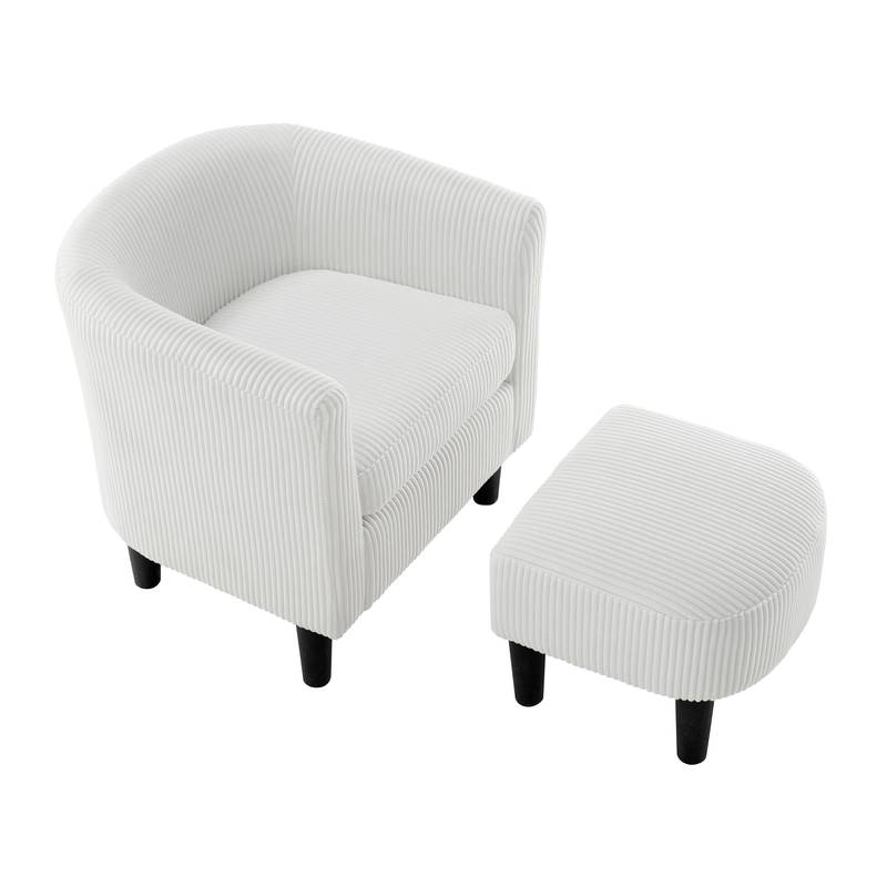 Chic Corduroy Accent Chair with Matching Ottoman