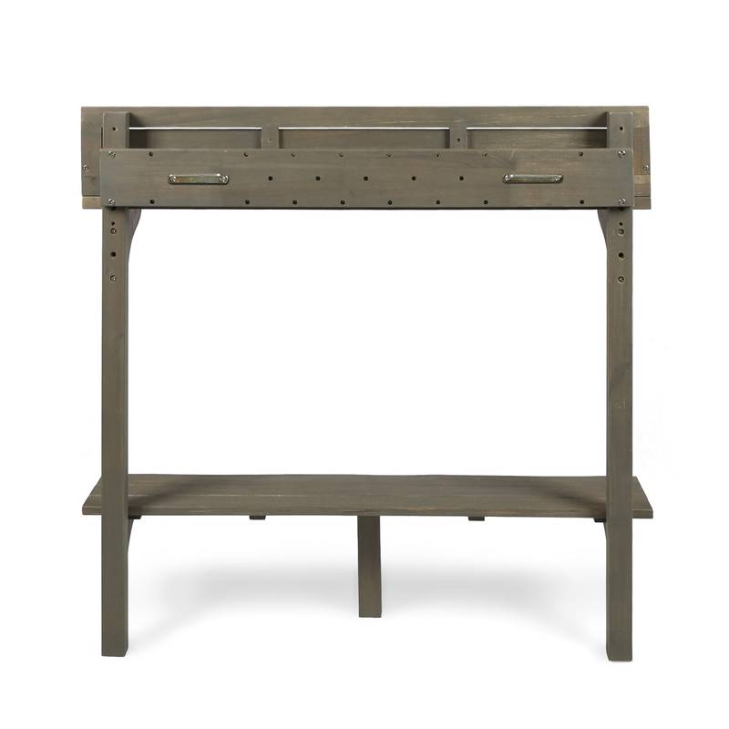 Gray Acacia Wood Balcony Bar Table
