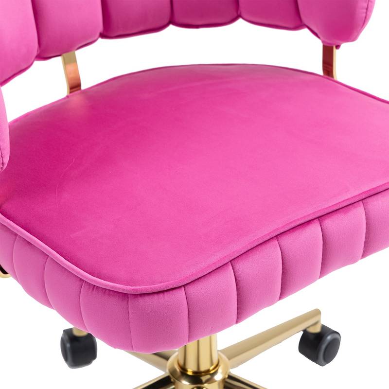Chic Velvet Office Chair in Rose Red