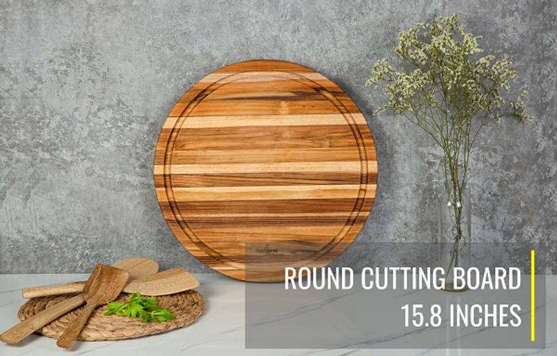 Premium Round Teak Cutting Boards - Set of Five