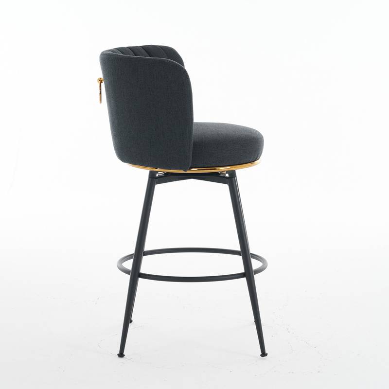 Stylish Gray Swivel Bar Stools with Metal Accents